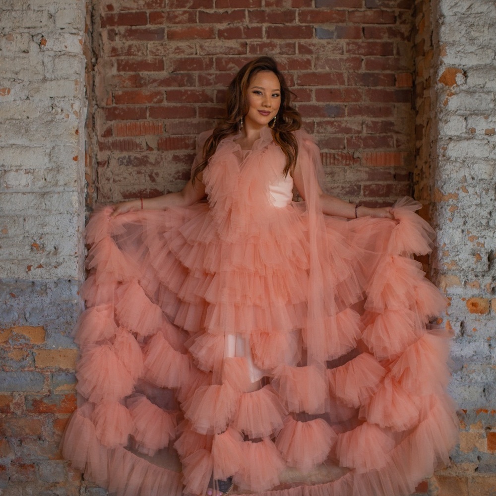 Pink blush tulle poofy gown